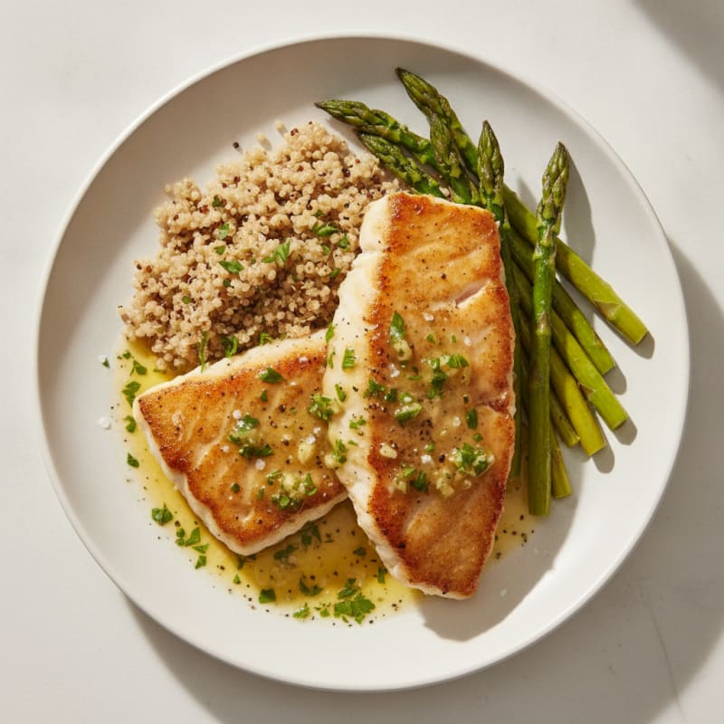 Pan-Seared Hake with Lemon-Herb Sauce