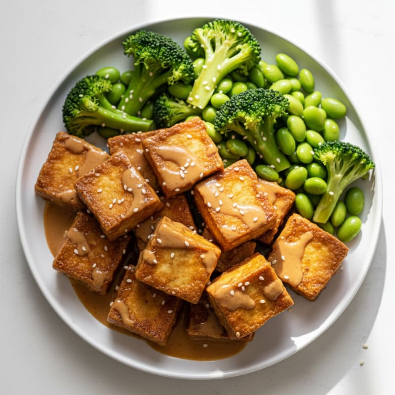 Crispy Baked Tofu with Peanut Sauce