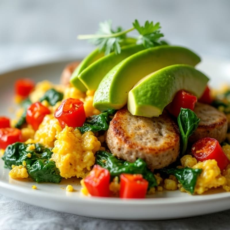 Egg White and Turkey Sausage Scramble with Spinach
