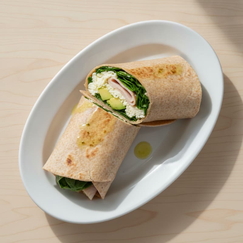 Scrambled Egg White and Turkey Spinach Wrap