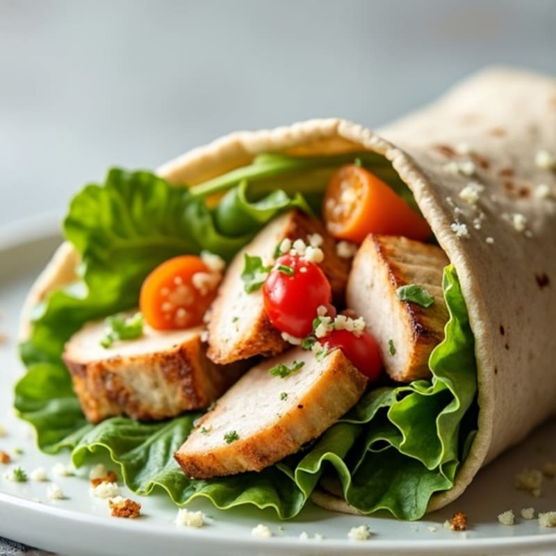 Grilled Chicken Caesar Wraps with Crisp Romaine