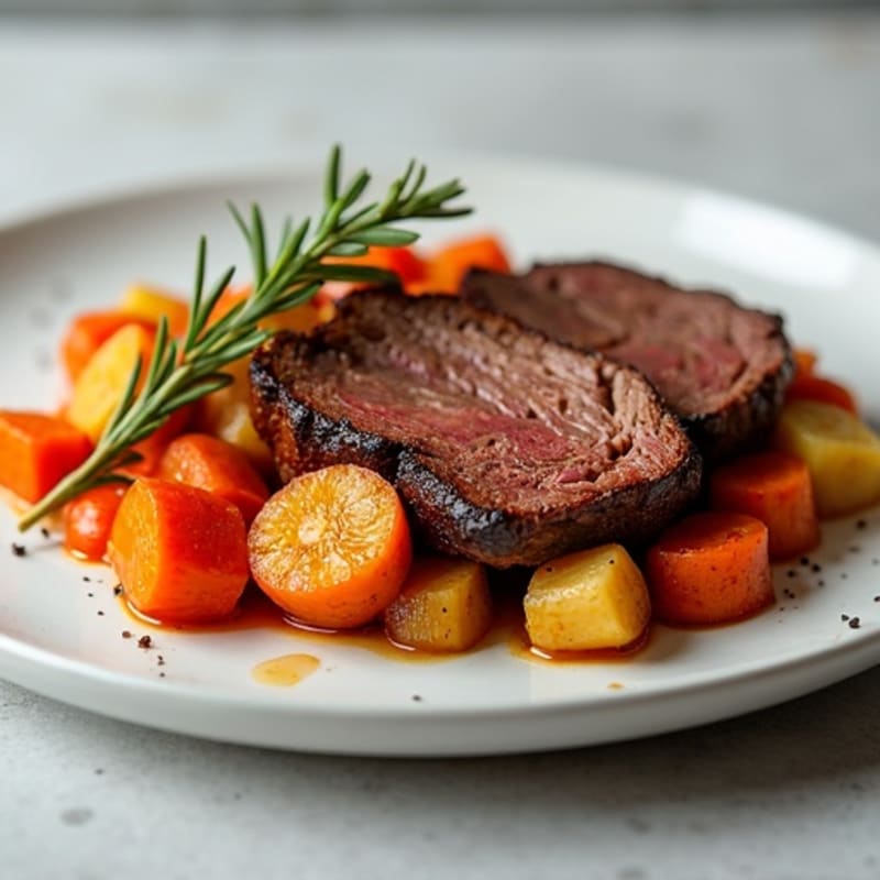 Tender Smoky Brisket with Roasted Root Vegetables