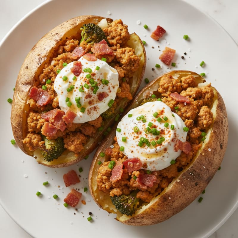 Loaded Baked Potatoes with Crispy Bacon