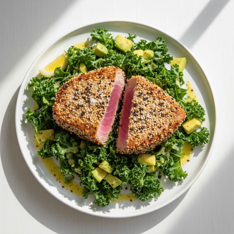 Pan-Seared Tuna with Zesty Kale Salad