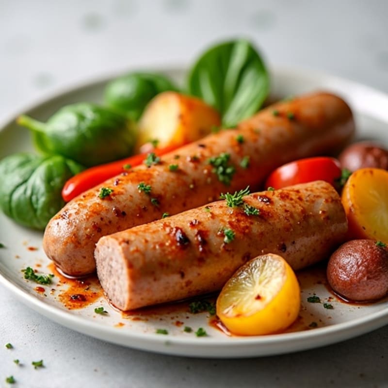 Lean Turkey Sausage and Crispy Roasted Potato Bake