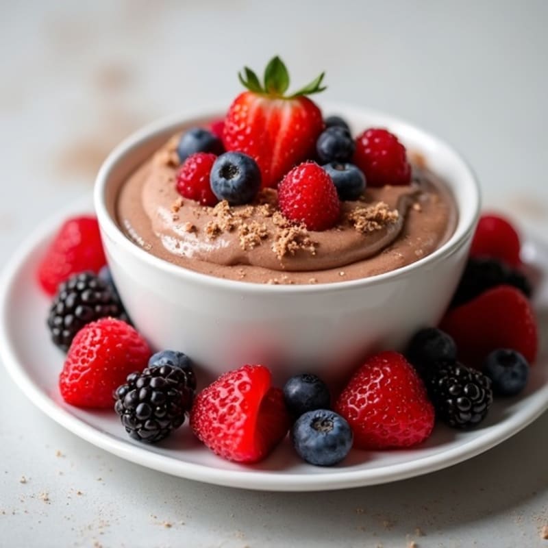 Creamy Chocolate Protein Mousse with Fresh Berries