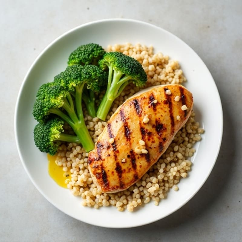 Grilled Chicken Breast with Quinoa and Steamed Broccoli