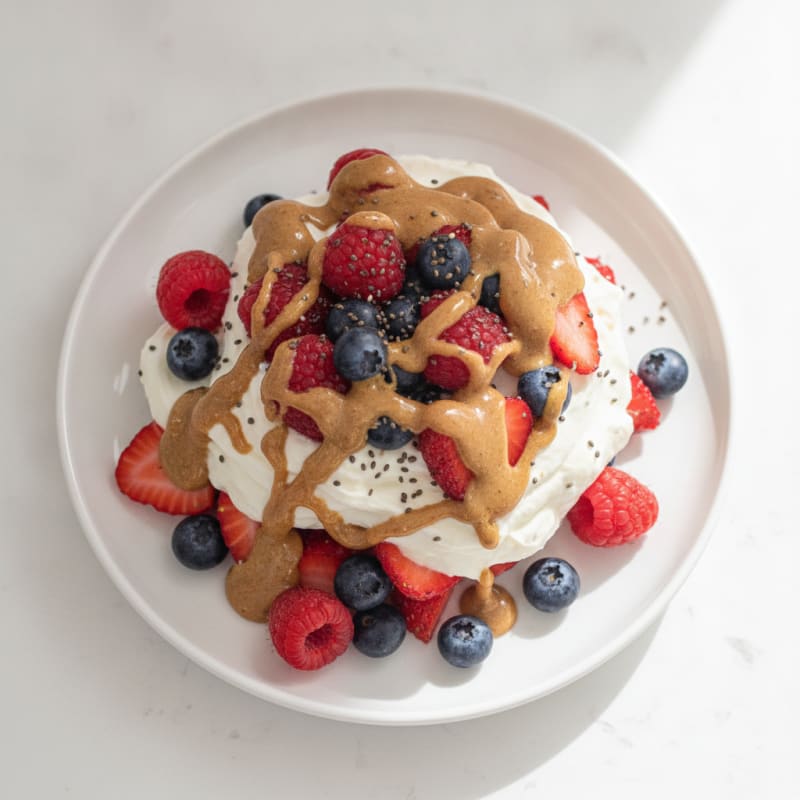 Greek Yogurt Protein Parfait with Mixed Berries and Almond Butter
