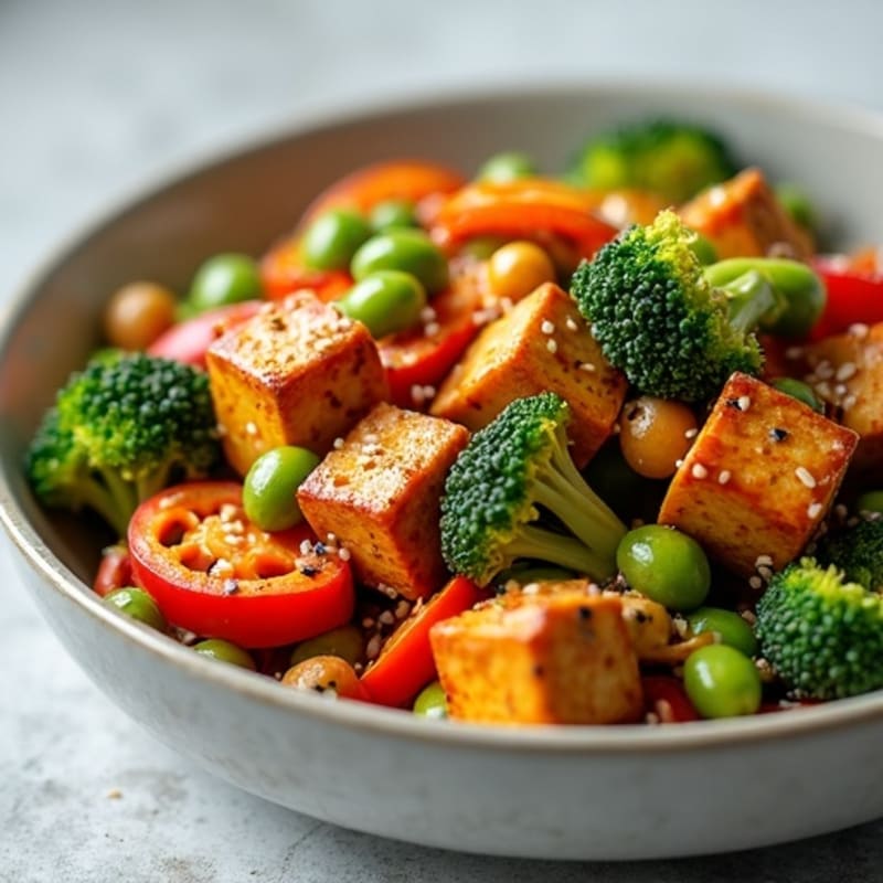 Crispy Sesame-Glazed Tofu Vegetable Stir-Fry