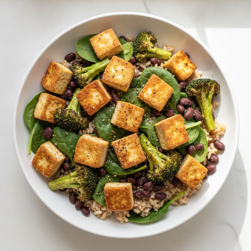 Pan-Seared Tofu with Roasted Vegetables