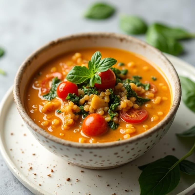 Creamy Red Lentil Curry with Fresh Spinach