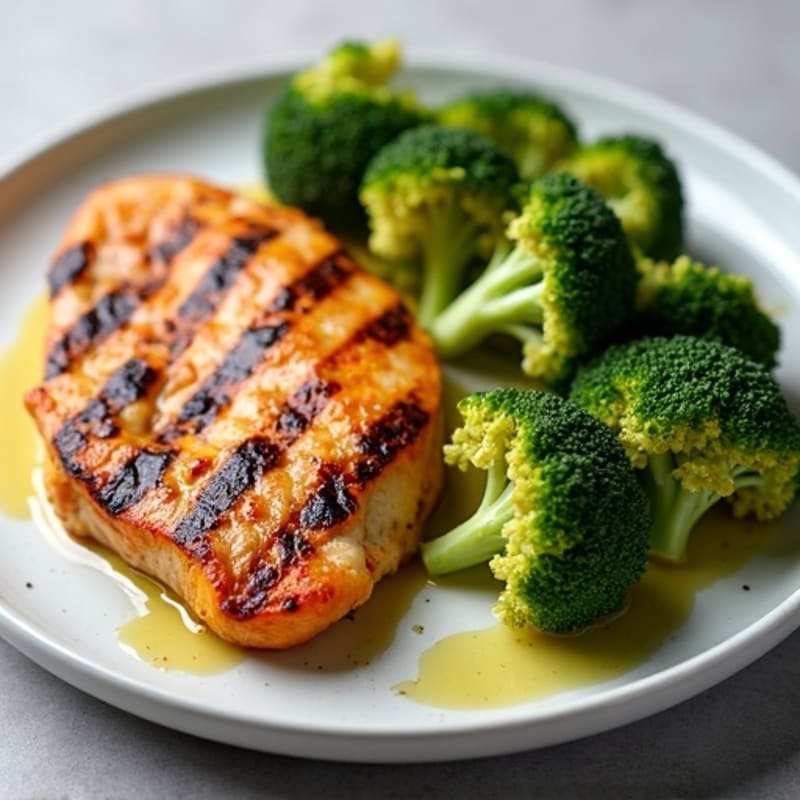 Grilled Chicken Breast with Roasted Sweet Potato and Steamed Broccoli