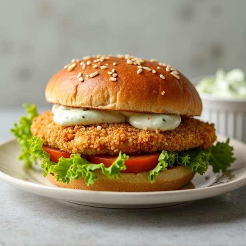 Crispy Baked Chicken Sandwich with Herb Aioli
