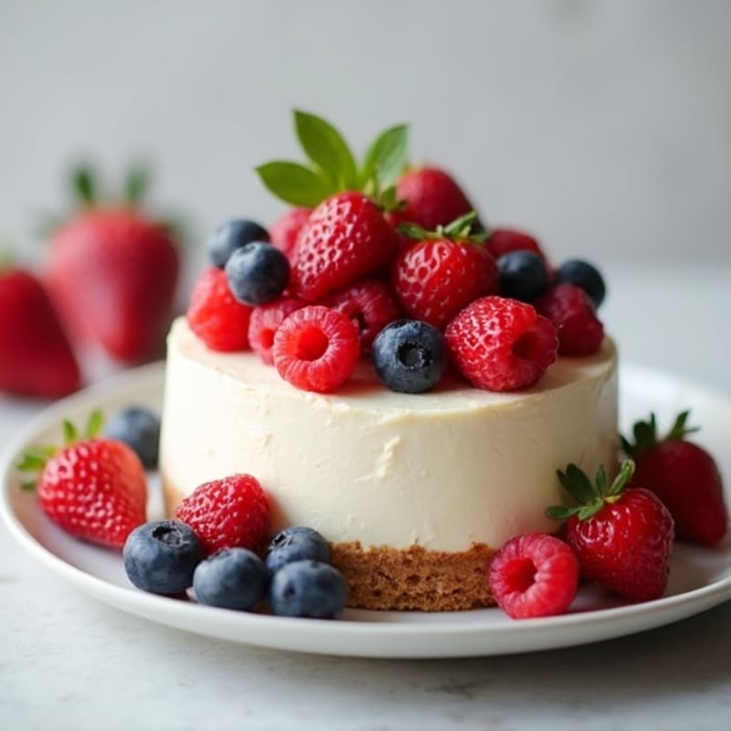 Greek Yogurt Protein Cheesecake with Fresh Berries