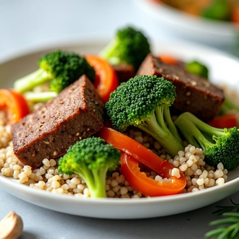 Lean Beef and Crispy Broccoli Stir-Fry with Brown Rice