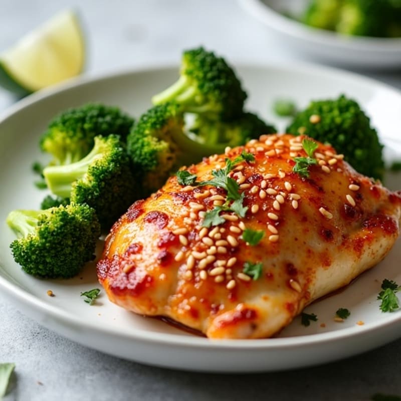 Crispy Baked Sesame-Ginger Chicken with Broccoli