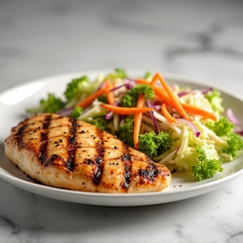 Grilled Chicken Breast with Crunchy Cabbage Slaw