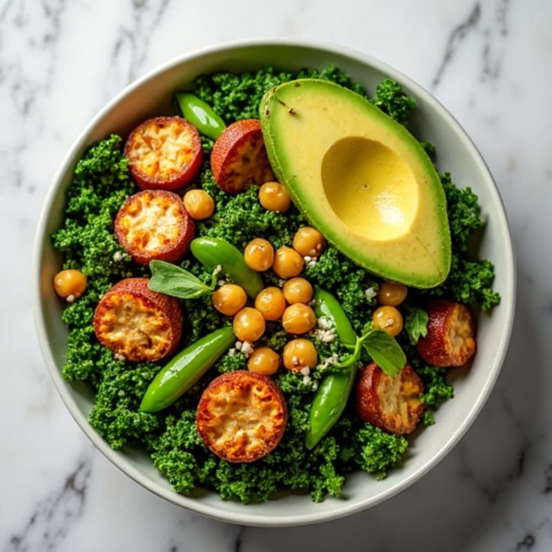 Crunchy Avocado Kale Bowl with Citrus Vinaigrette