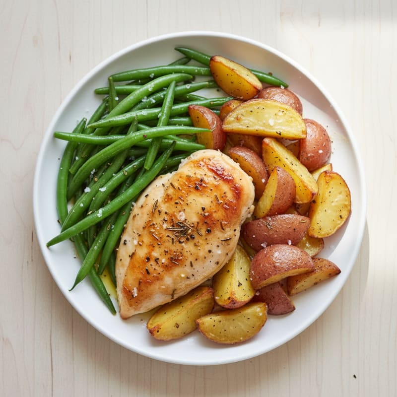 Herb-Roasted Chicken and Potatoes with Green Beans