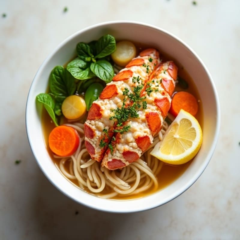 Ginger-Garlic Lobster Noodle Soup with Crisp Vegetables