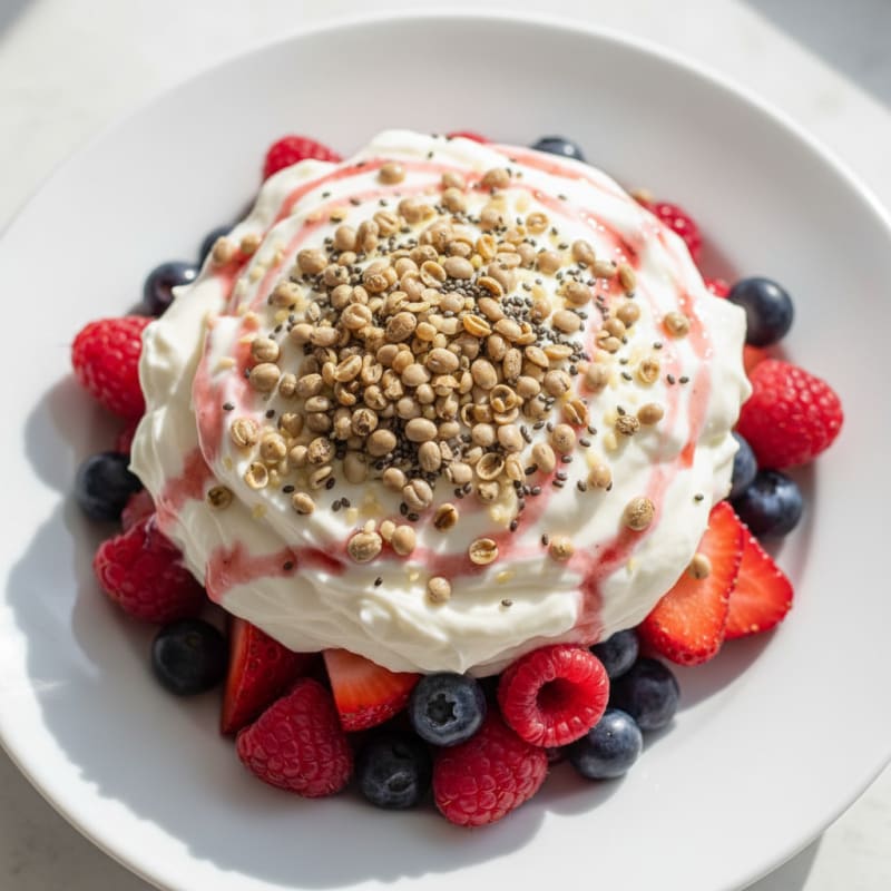 Greek Yogurt Protein Parfait with Mixed Berries