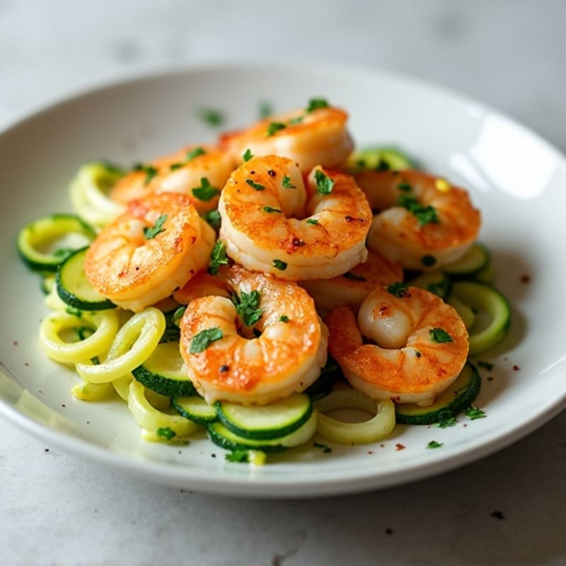 Pan-Seared Garlic Butter Shrimp with Zucchini Noodles