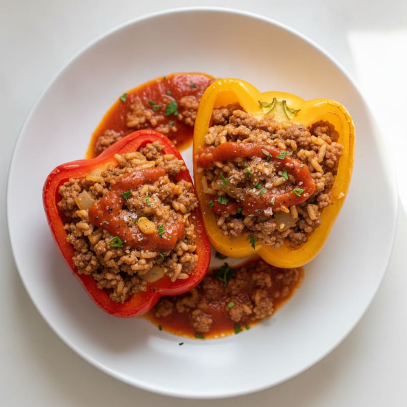 Beef and Rice Stuffed Bell Peppers