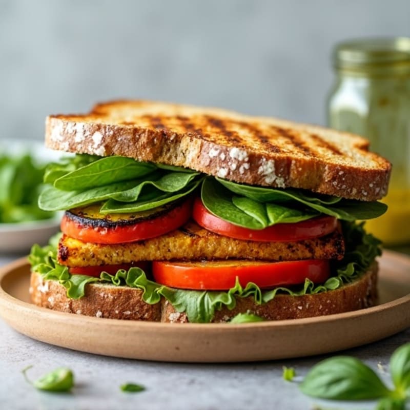 Herb-Marinated Grilled Vegetable Sandwich with Pesto