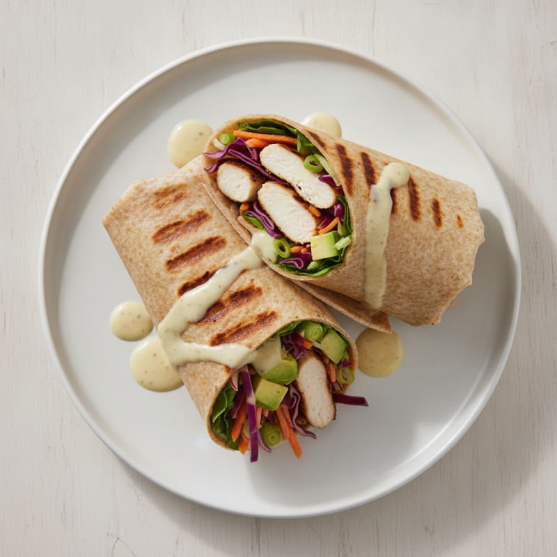 Grilled Chicken Breast Wrap with Crunchy Slaw