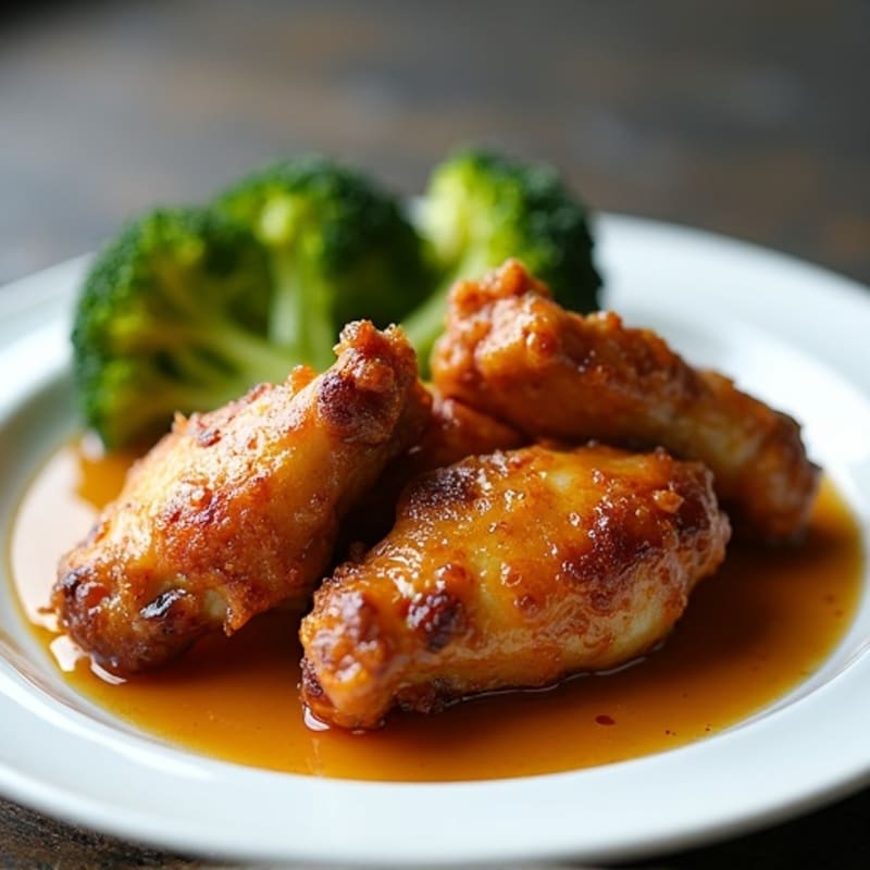 Crispy Baked Honey Garlic Chicken Wings with Roasted Broccoli
