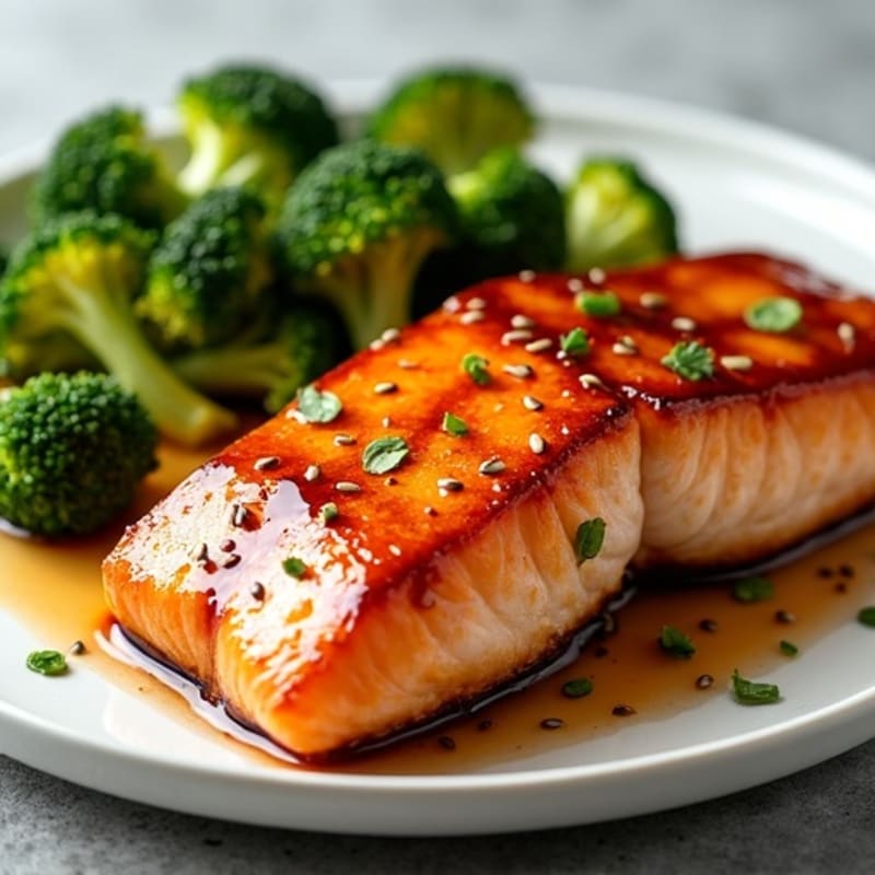 Crispy Teriyaki Glazed Salmon with Roasted Broccoli