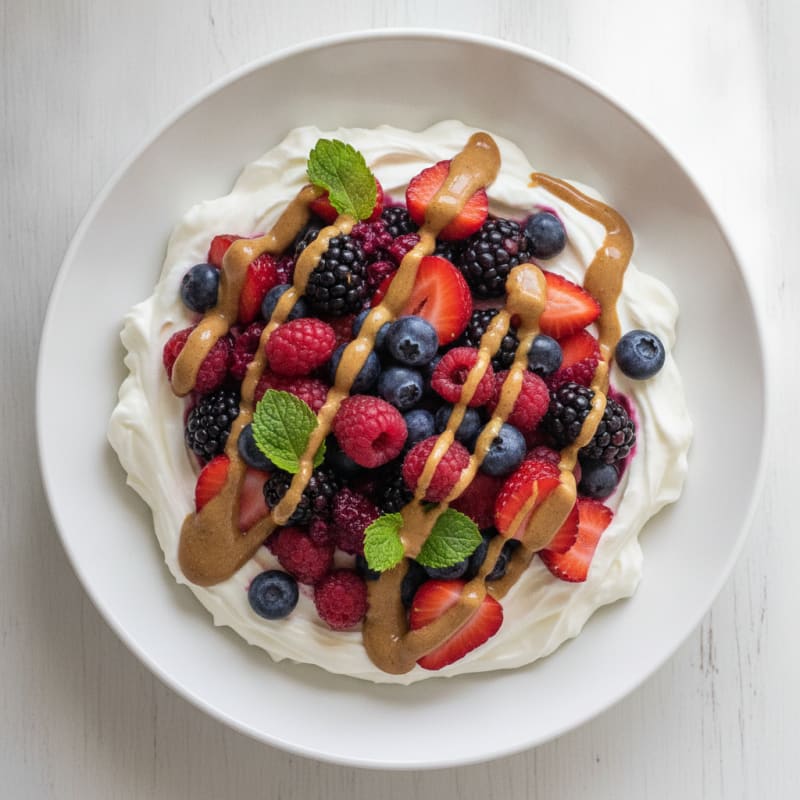 Silky Greek Yogurt Protein Pudding with Mixed Berries