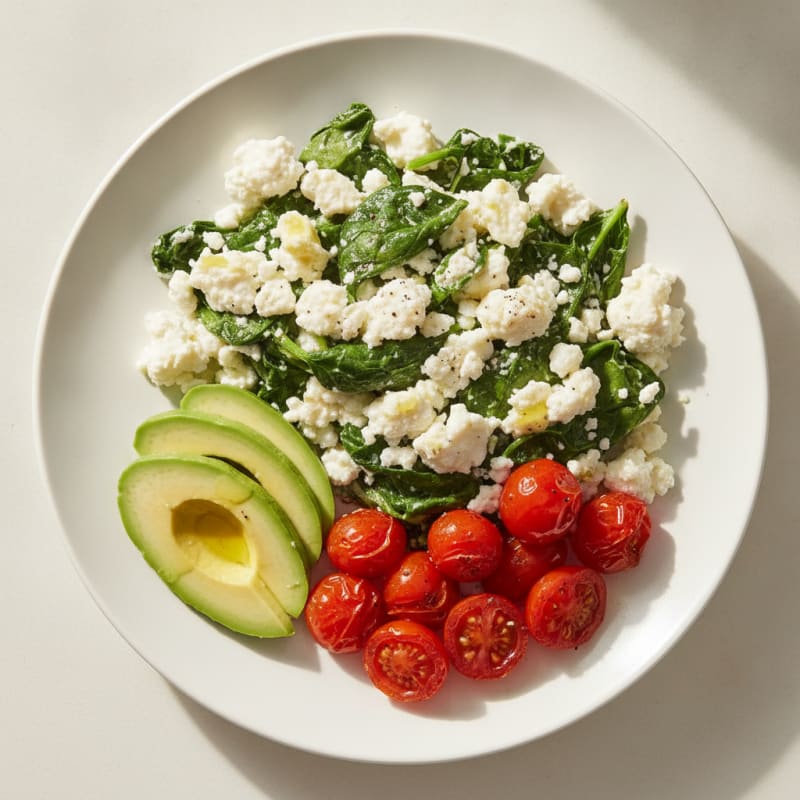 Egg White Scramble with Spinach and Cottage Cheese