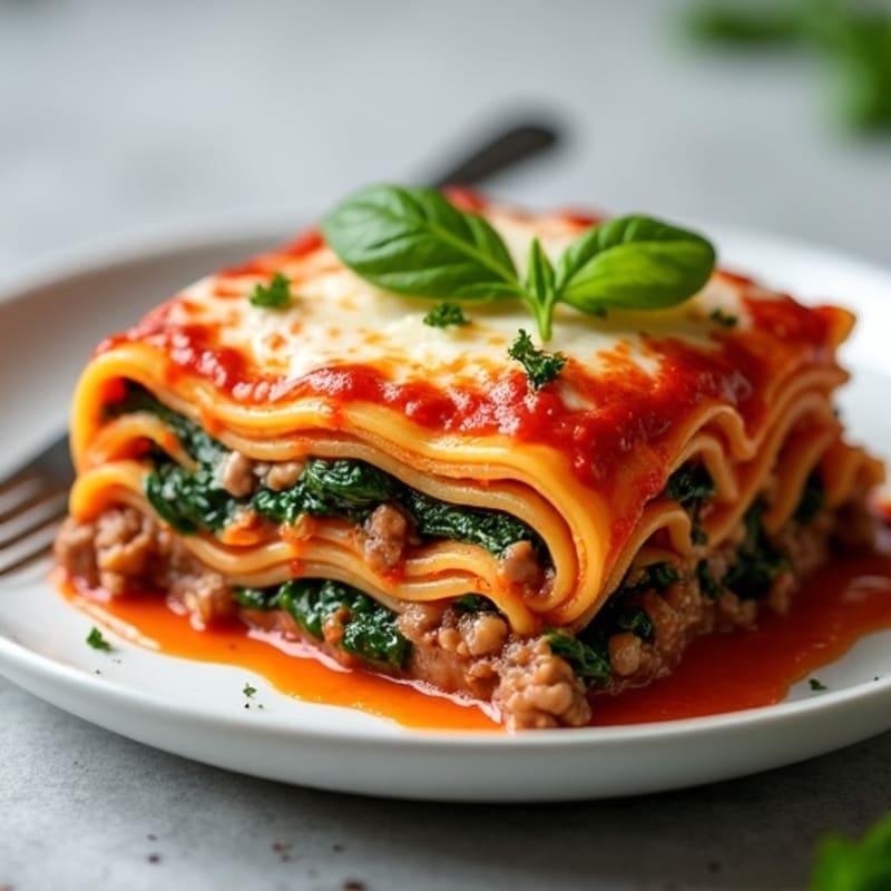Lean Ground Beef Lasagna Bake with Spinach and Ricotta