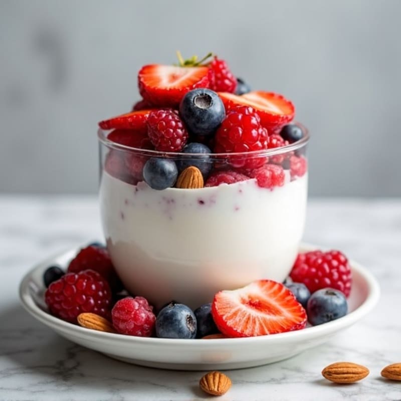 Greek Yogurt Protein Parfait with Mixed Berries and Almonds