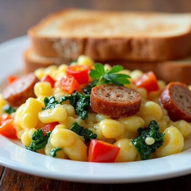 Egg White and Turkey Sausage Scramble with Spinach and Bell Peppers