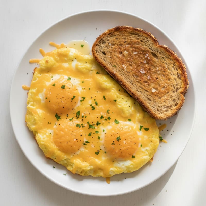 Cheesy Baked Eggs with Toasted Bread
