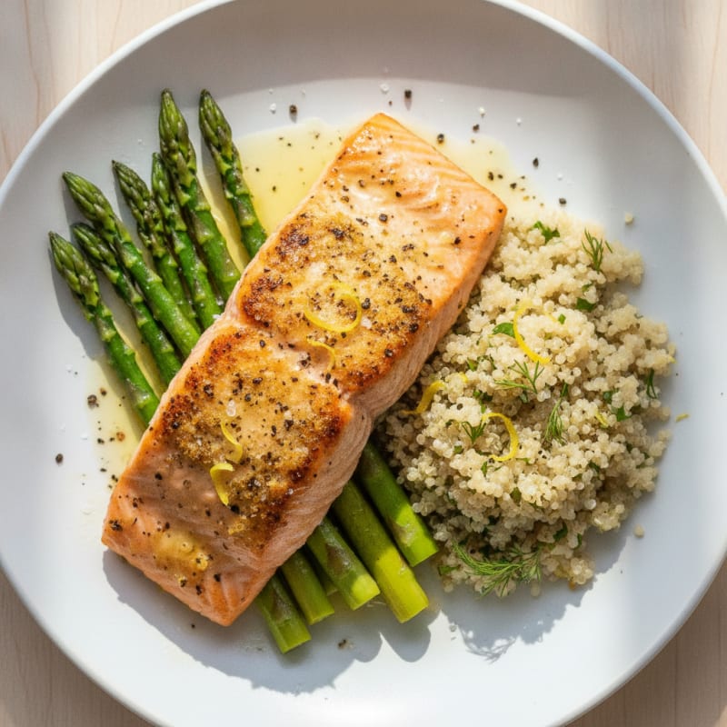 Lemon Herb Baked Salmon with Asparagus and Quinoa