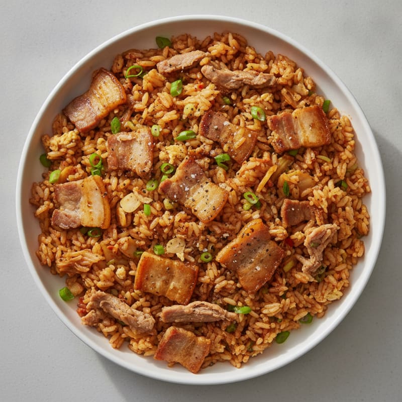Savory Kimchi Fried Rice with Pork Belly