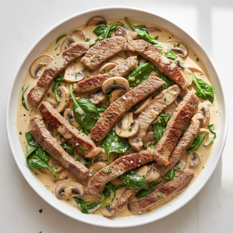 Tender Creamy Garlic Steak Skillet
