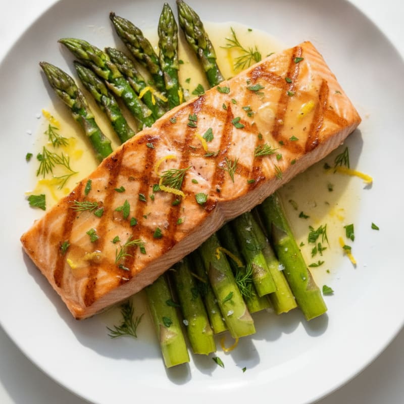 Lemon Herb Grilled Salmon with Asparagus