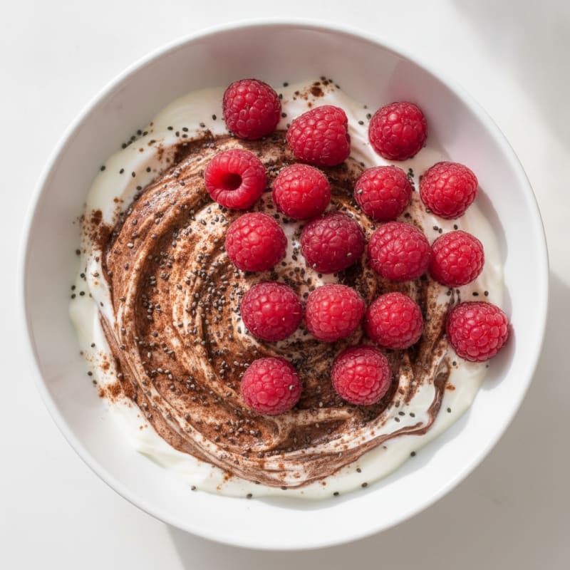 Silky Protein Yogurt with Cocoa and Berries