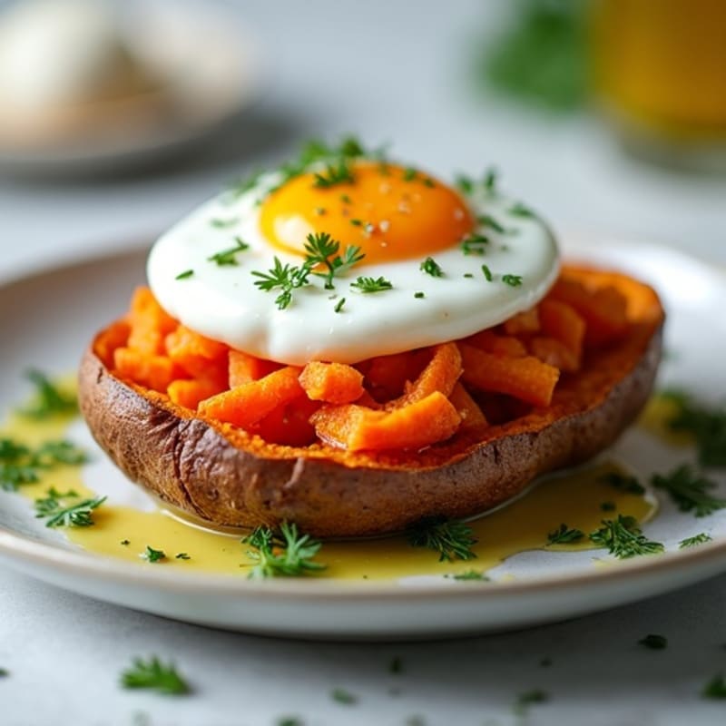 Crispy-Skin Sweet Potato with Greek Yogurt and Herbs