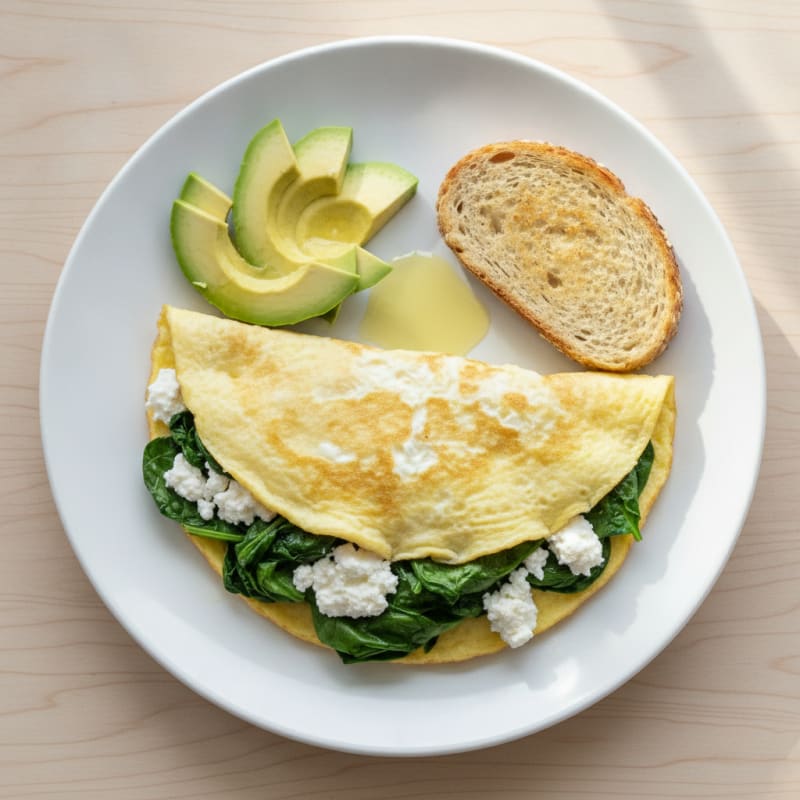 Egg White and Spinach Omelette with Cottage Cheese