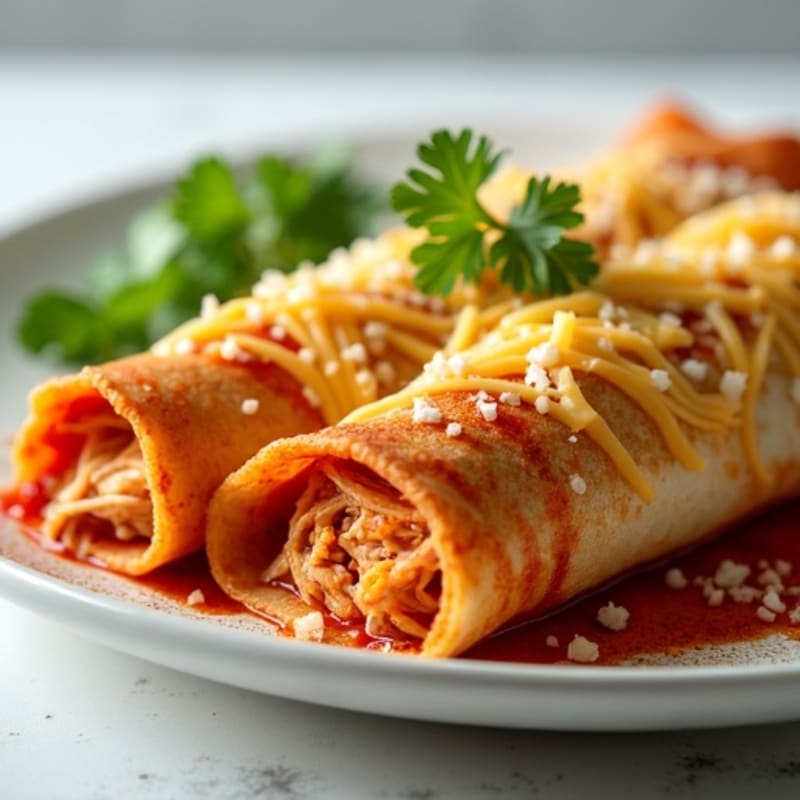 Spicy Baked Shredded Chicken Enchiladas