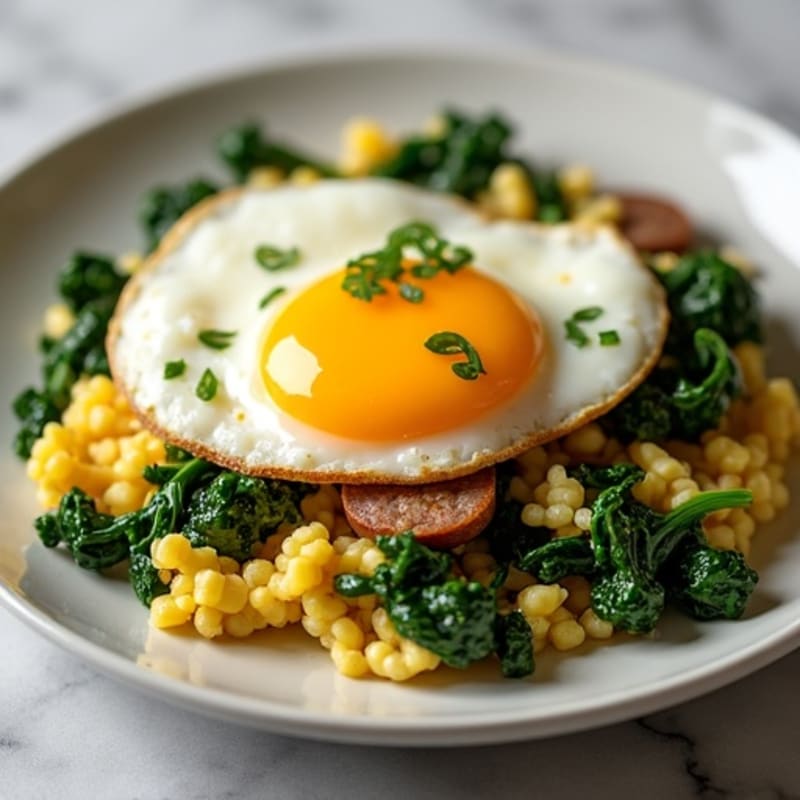 Egg White and Spinach Scramble with Turkey Sausage