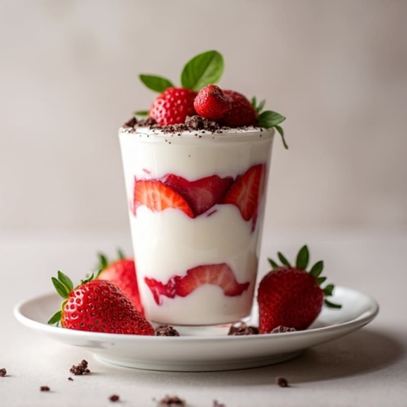 Greek Yogurt and Whipped Cheese Parfait with Dark Chocolate and Fresh Fruit