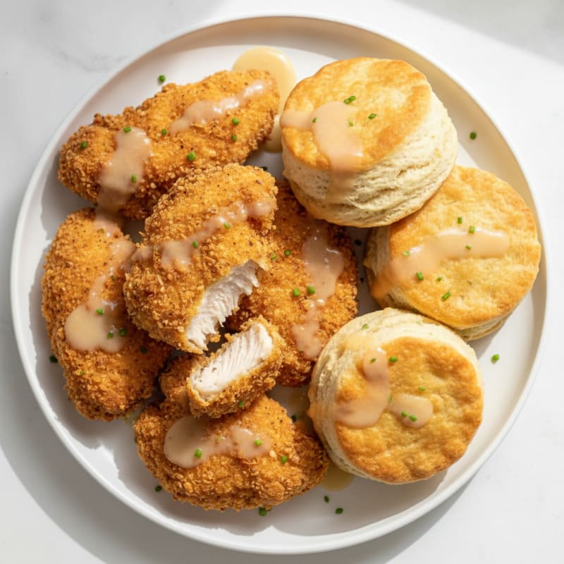 Buttermilk Fried Chicken with Fluffy Biscuits