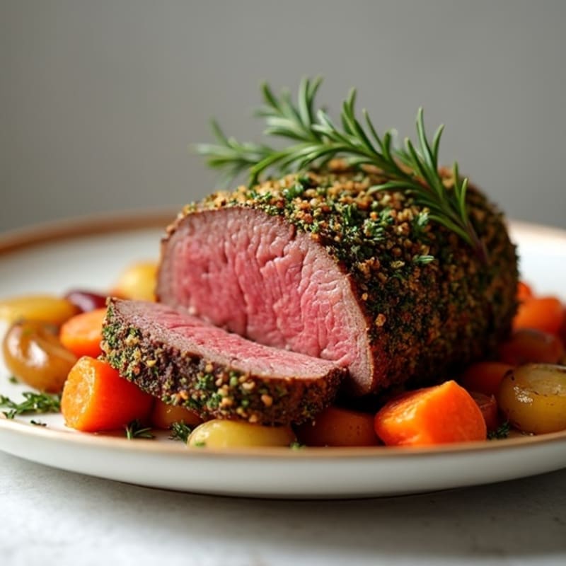 Herb-Crusted Roasted Beef with Root Vegetables