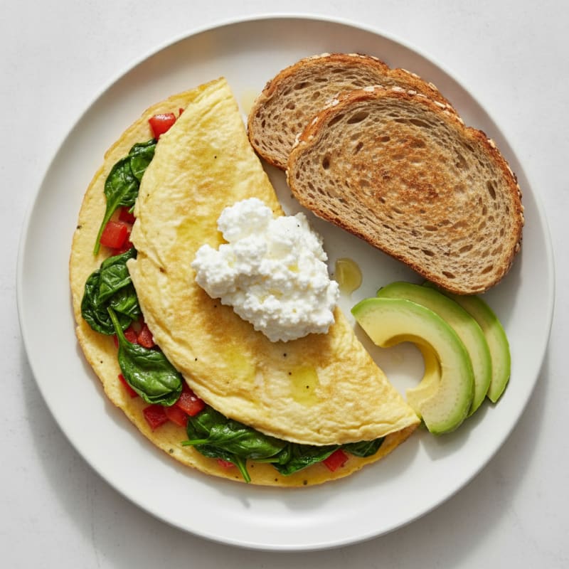 Egg White Veggie Omelette with Cottage Cheese